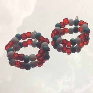 2pc Red white and blue statement rings
